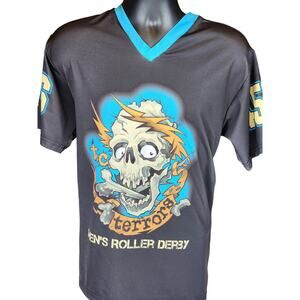 Vintage Skull Graphic T Shirt Mens M MN Roller Derby Terror Jersey Zombie Horror
